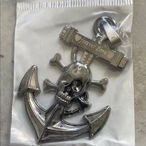 NEW Deep Gray Anchor Skull Pendant “Forever Love”